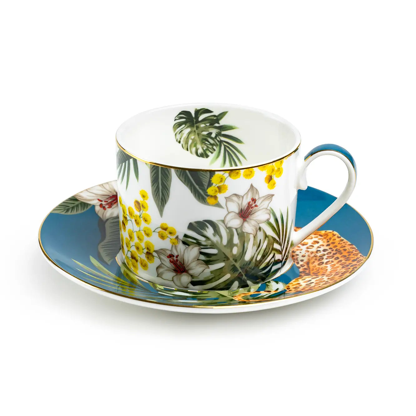 Tropical Leopard 8oz Fine Porcelain Cup and Saucer