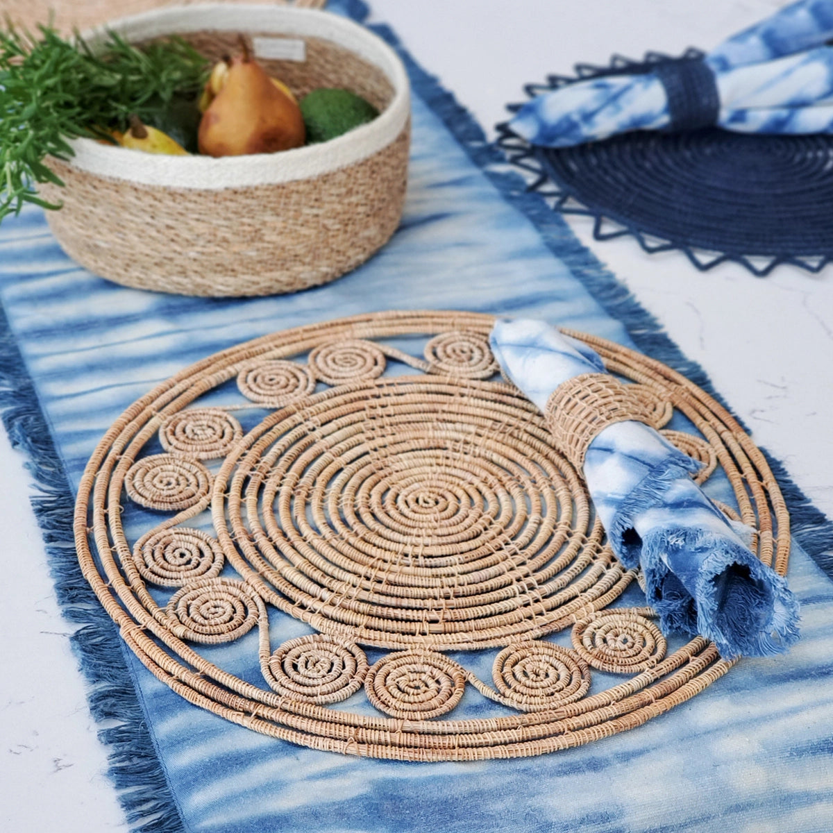 Handmade Tie Dye Cotton Napkin - Indigo Blue (Set of 4)