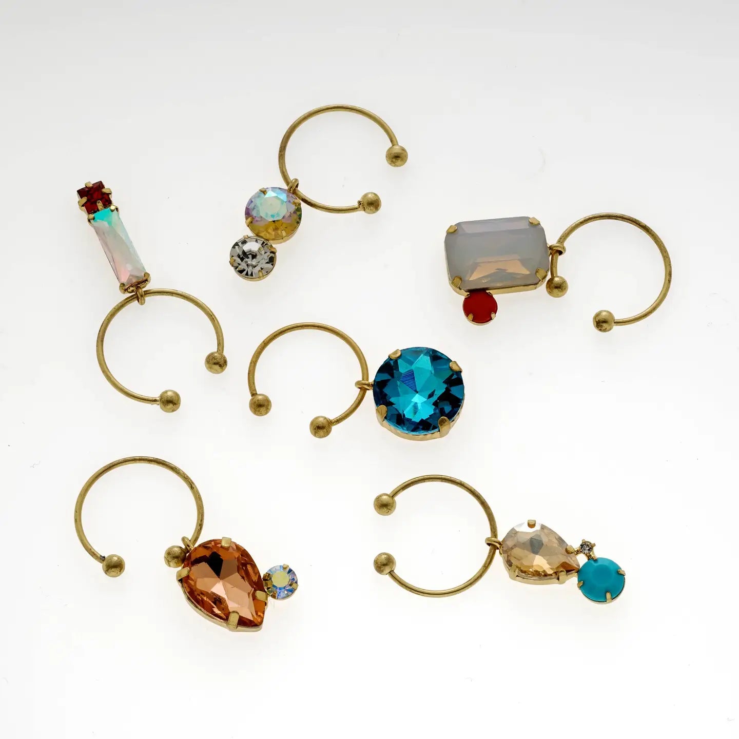 Jeweled Wine Charms, Pastels - Set of 6