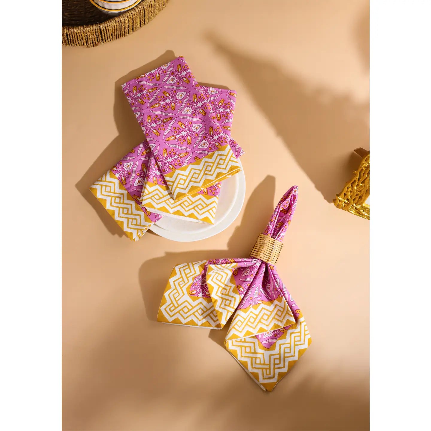 Orchid Luxe Block Print Cotton Napkins