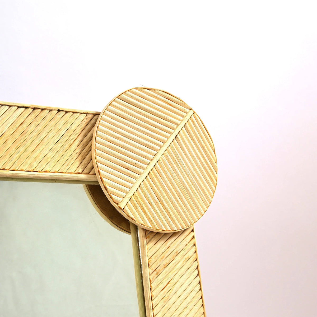 Moroccan Rattan Wall Mirror with Rounded Corners