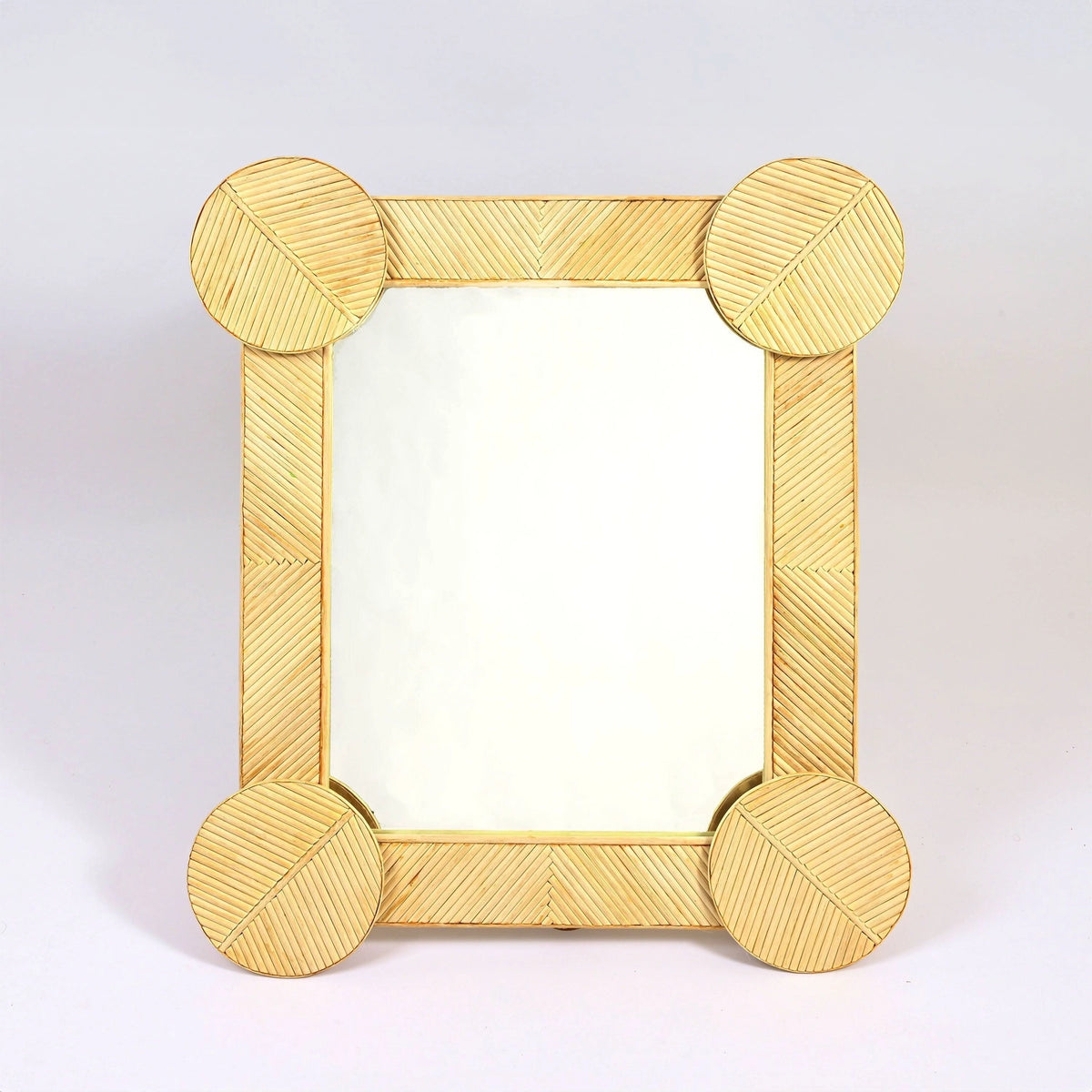 Moroccan Rattan Wall Mirror with Rounded Corners