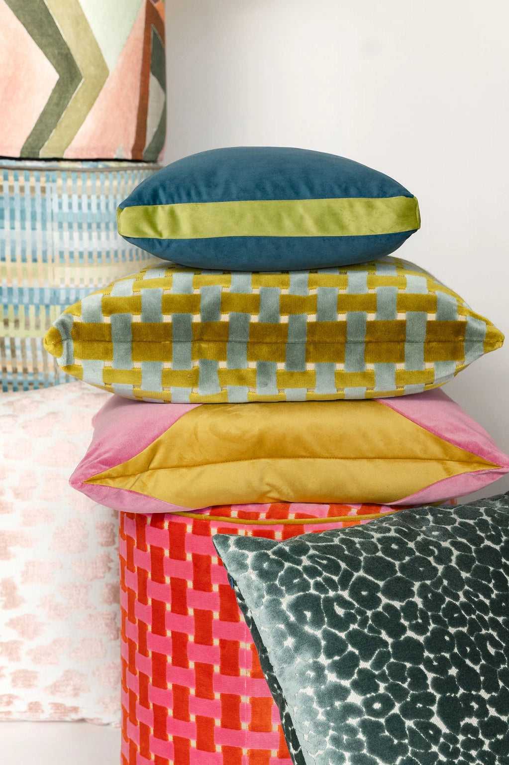 Azure Pavilion Velvet Pillow
