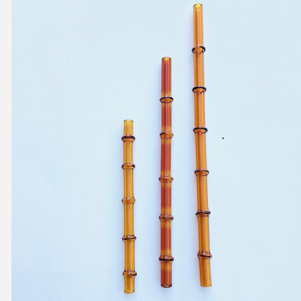 Sun Cane Glass Straws - Set of 3 Orange