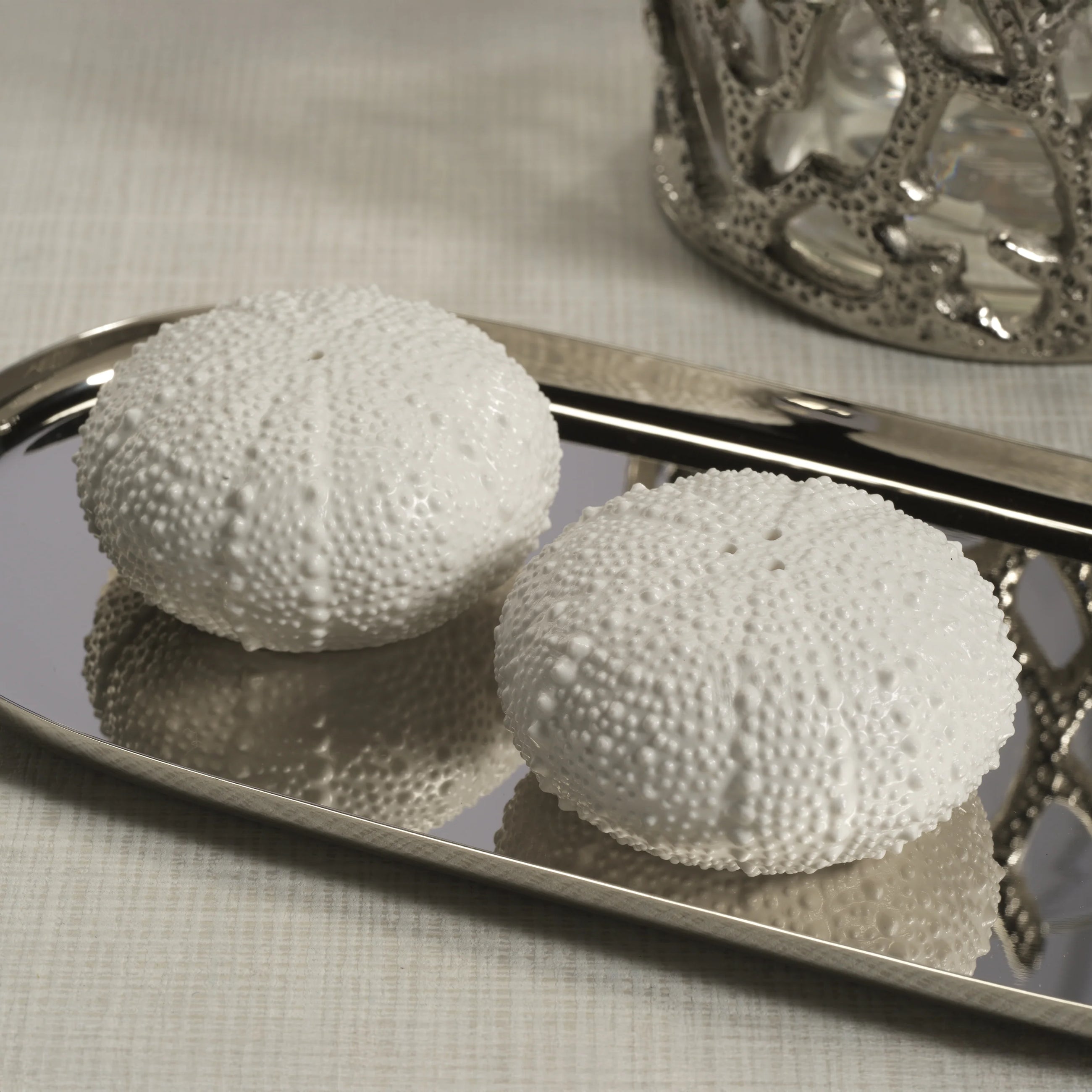 White Urchin Salt & Pepper Set of 2