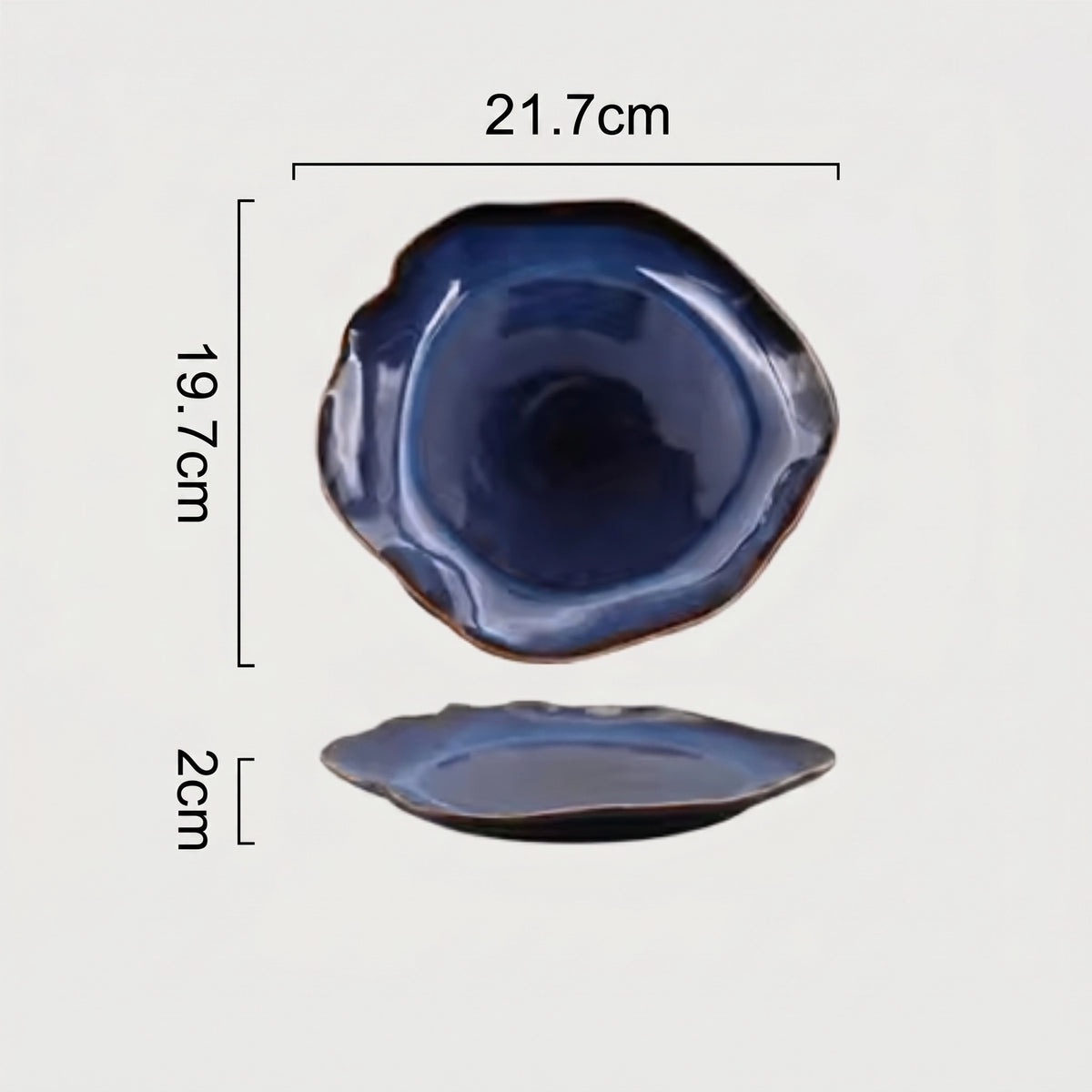 Blue Edge Ceramic Dinner Plates, Set of 4