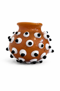 Dot Dot Bud Vase -Rockstar Brown with White/Black Dots