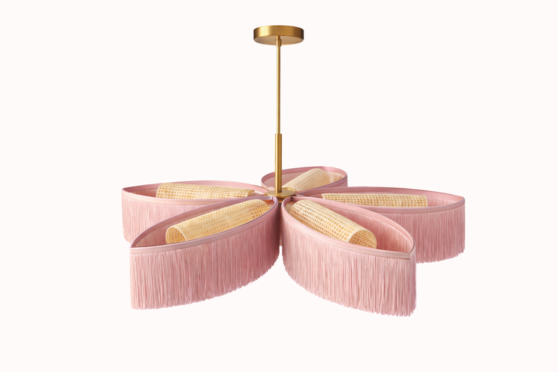 The Palmette Fringe Chandelier- Customizable Pink