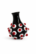 Dot Dot Bud Vase -Rockstar Black with White/Red Dots 2