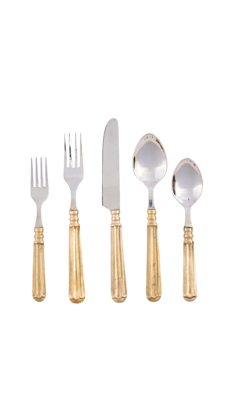 5 Piece Silverware Set - Tuscan Brass