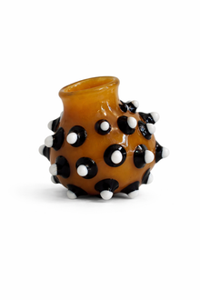 Dot Dot Bud Vase -Rockstar Clear Caramel with Black/White Dots