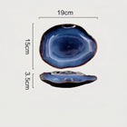 Blue Edge Ceramic Dinner Plates, Set of 4