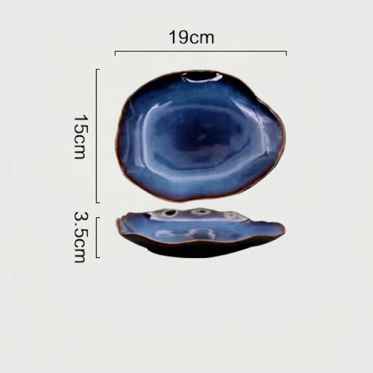 Blue Edge Ceramic Dinner Plates, Set of 4