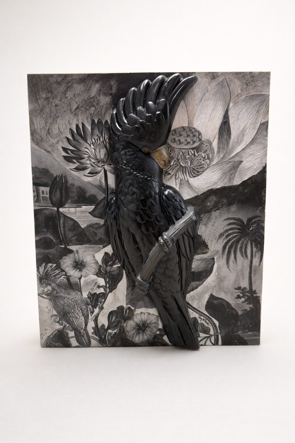 Midnight Cockatoo Relief Panel