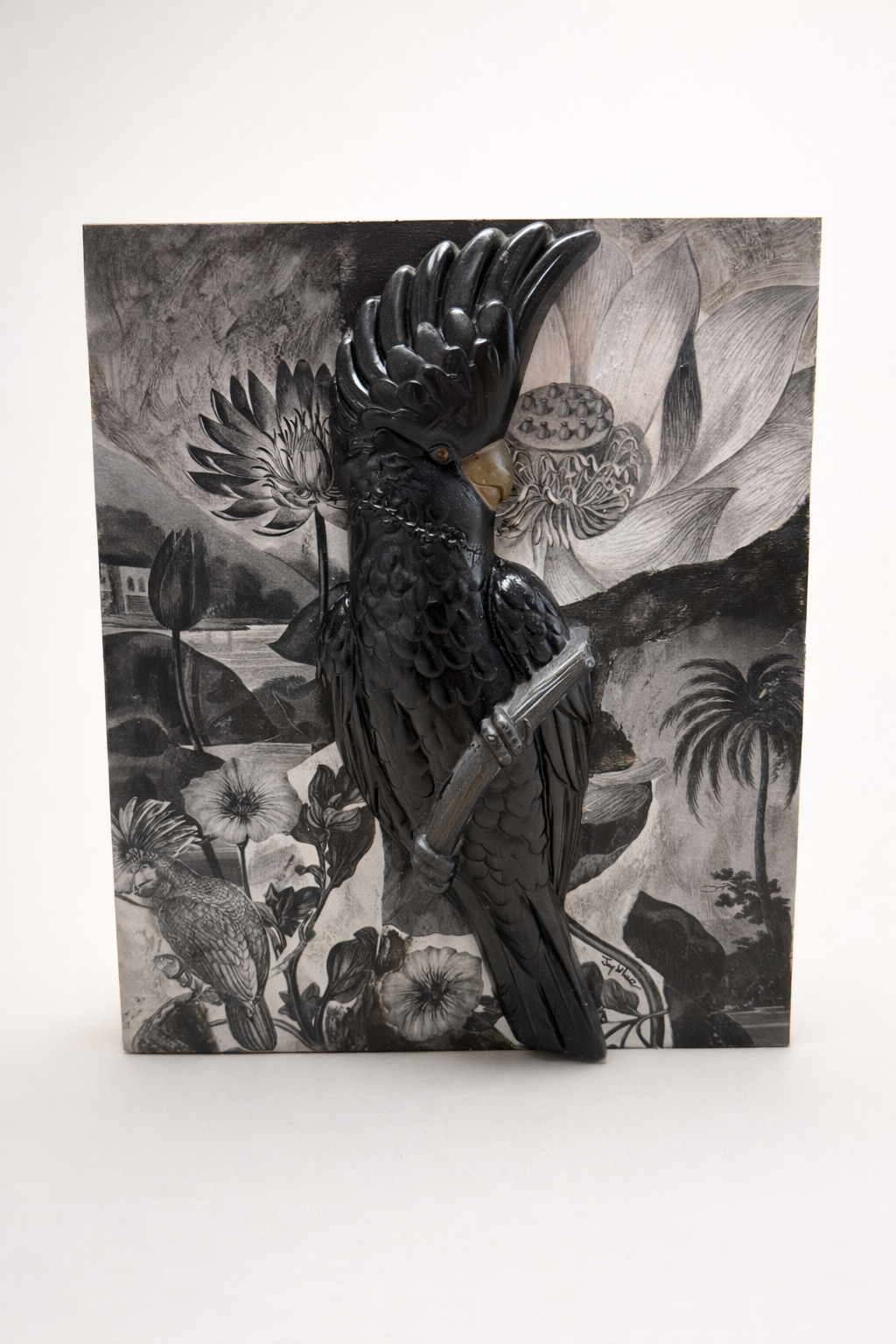 Midnight Cockatoo Relief Panel