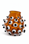 Dot Dot Bud Vase -Rockstar Clear Caramel with /White/Black Dots