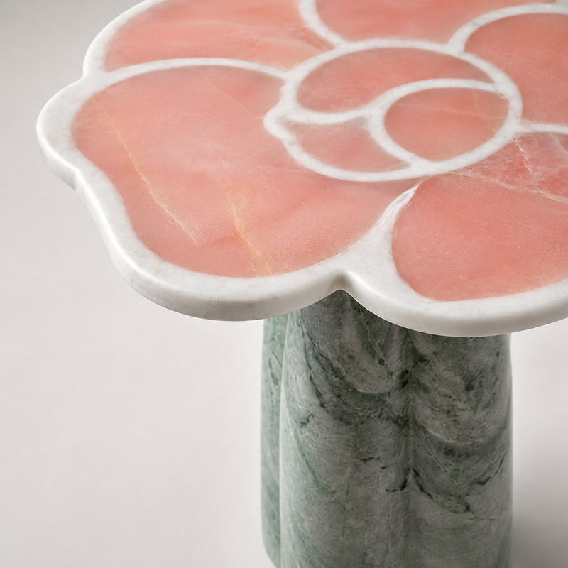 Floral Pink Jade Side Table