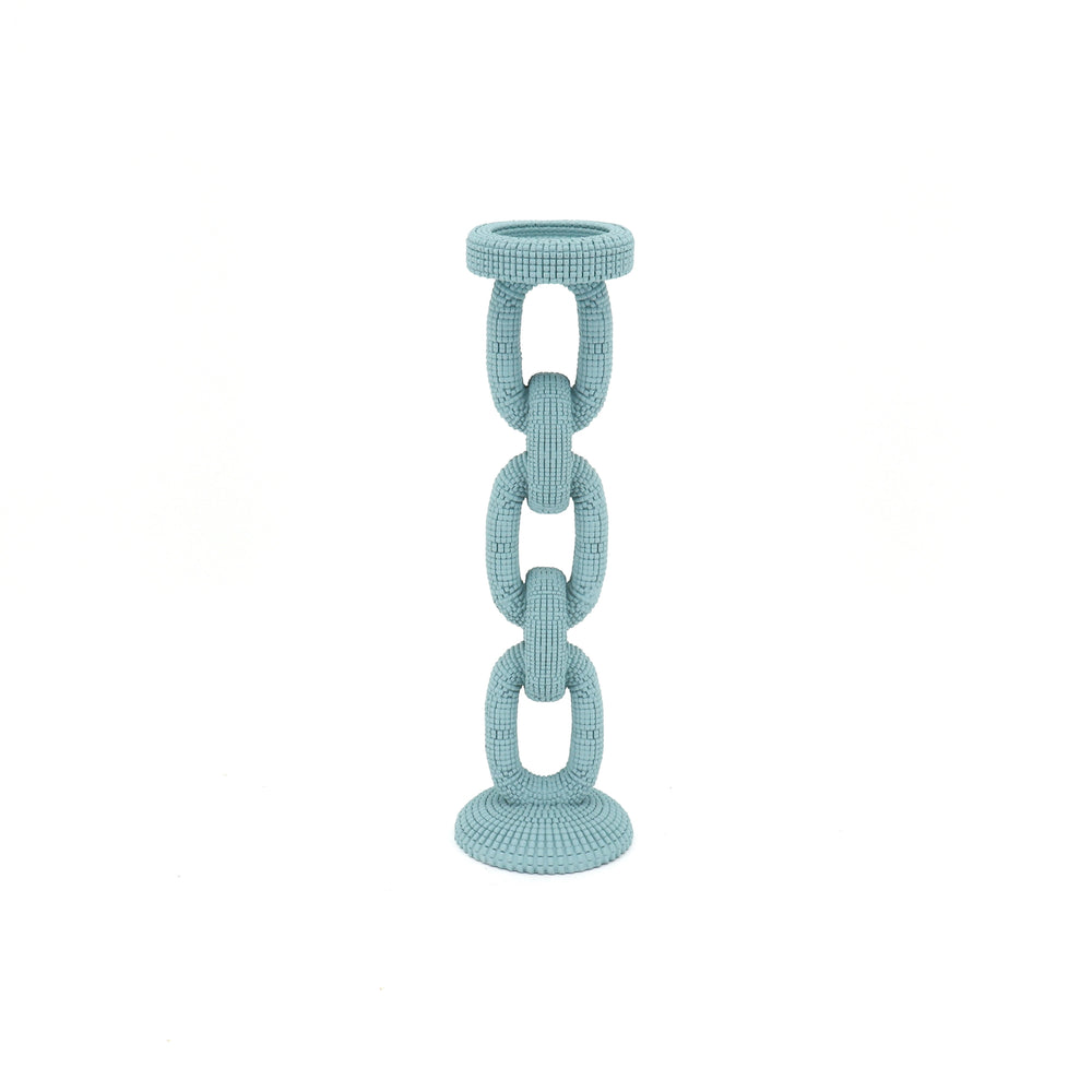 Large Blue Bead Candle Holder