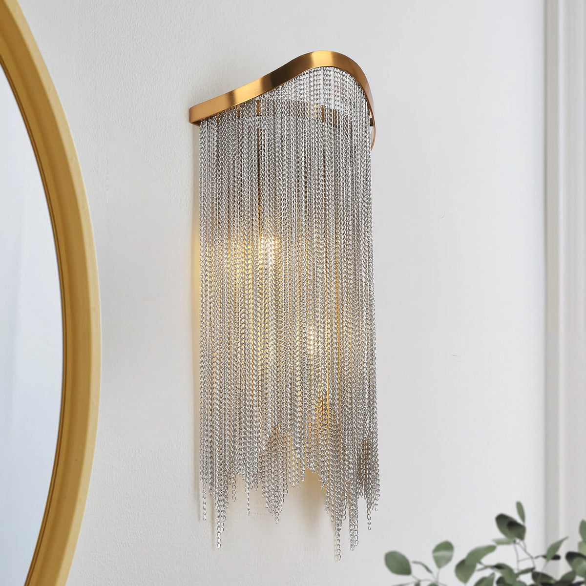 2-Light Brass Wall Sconce