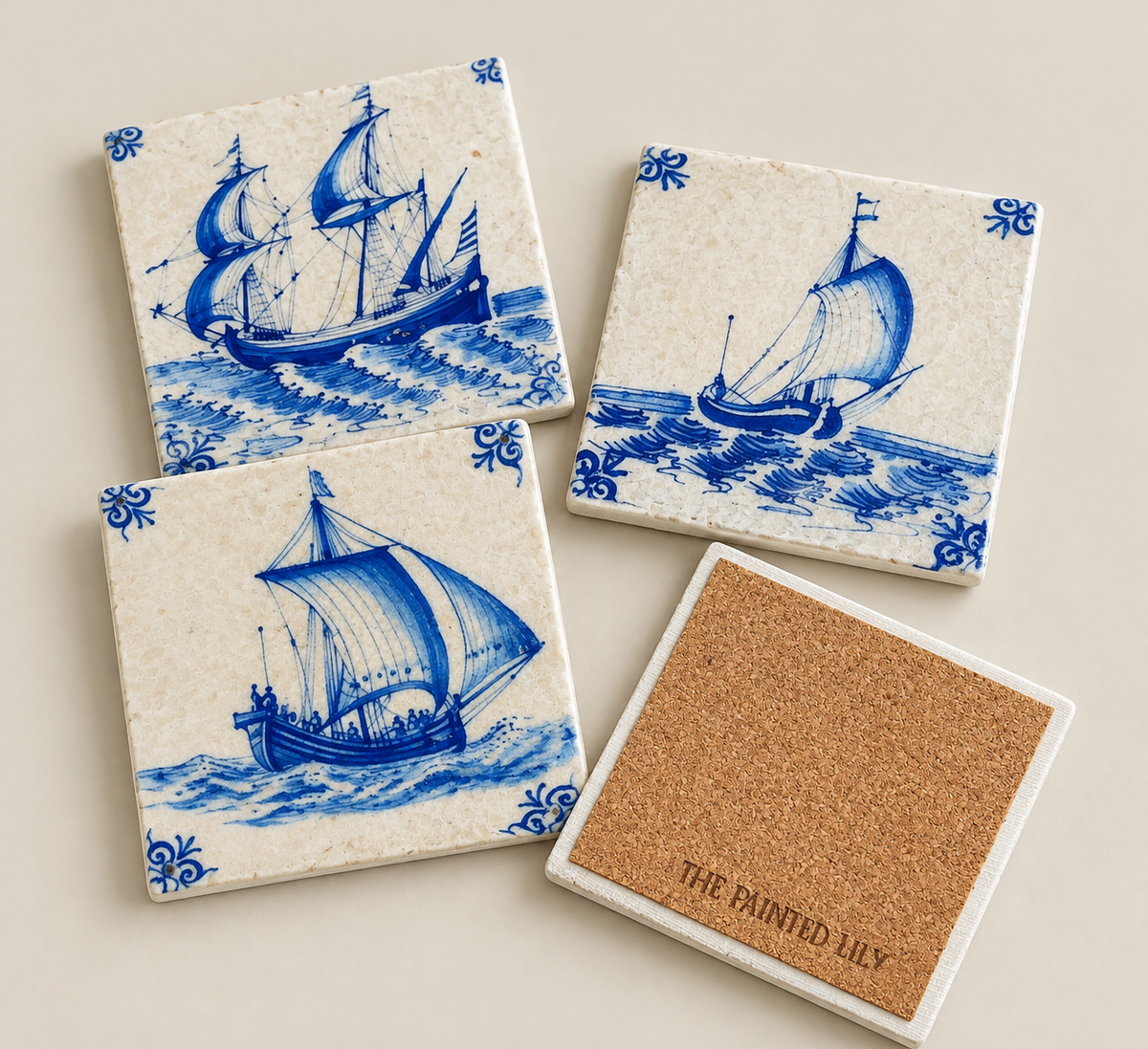Delft Boat Stone Coasters