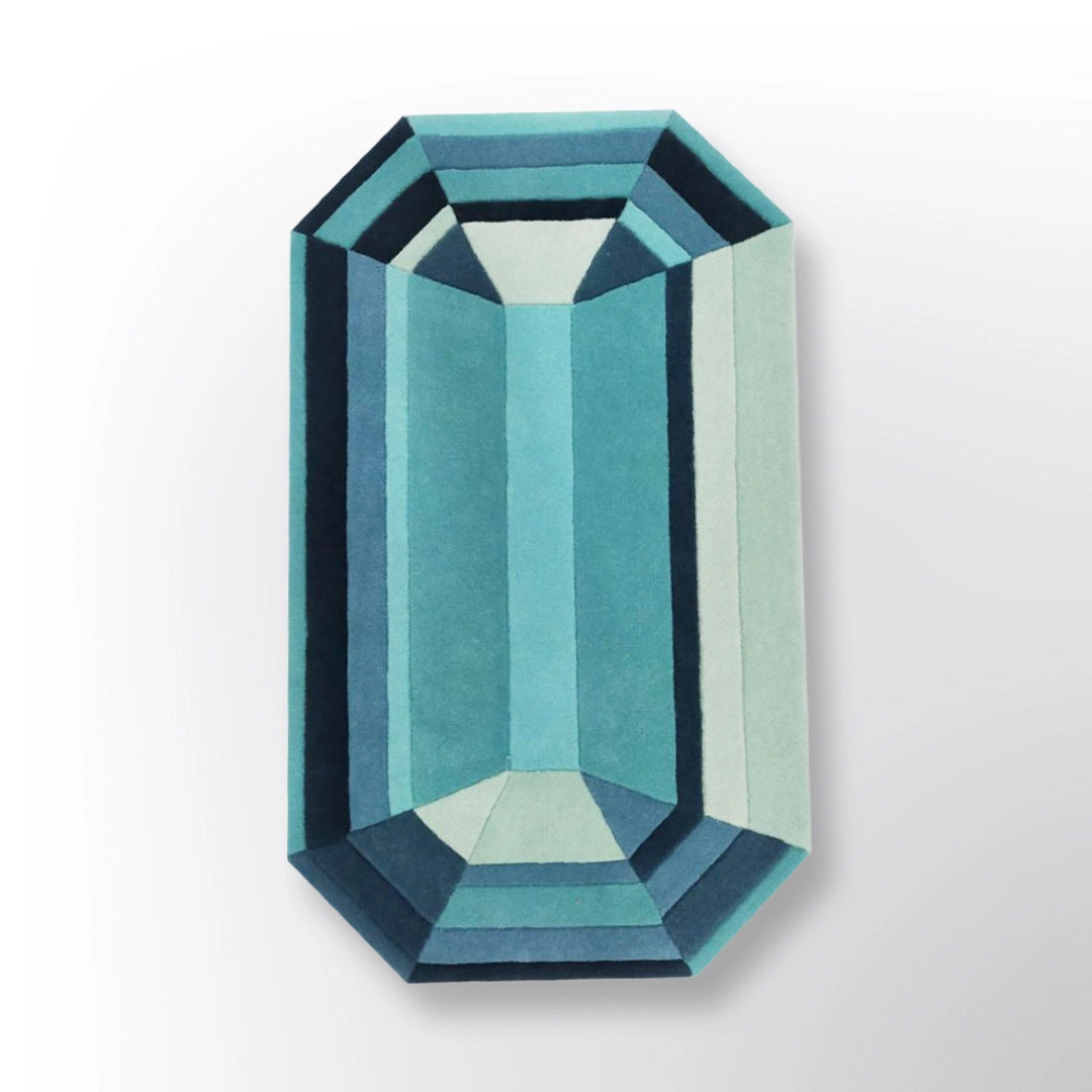 Gem Cut Rug Blue/Light Blue