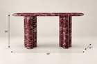 60" Red Genuine Marble Oval Double Pedestal Console Table