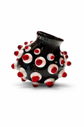 Dot Dot Bud Vase -Rockstar Black with White/Red Dots 1