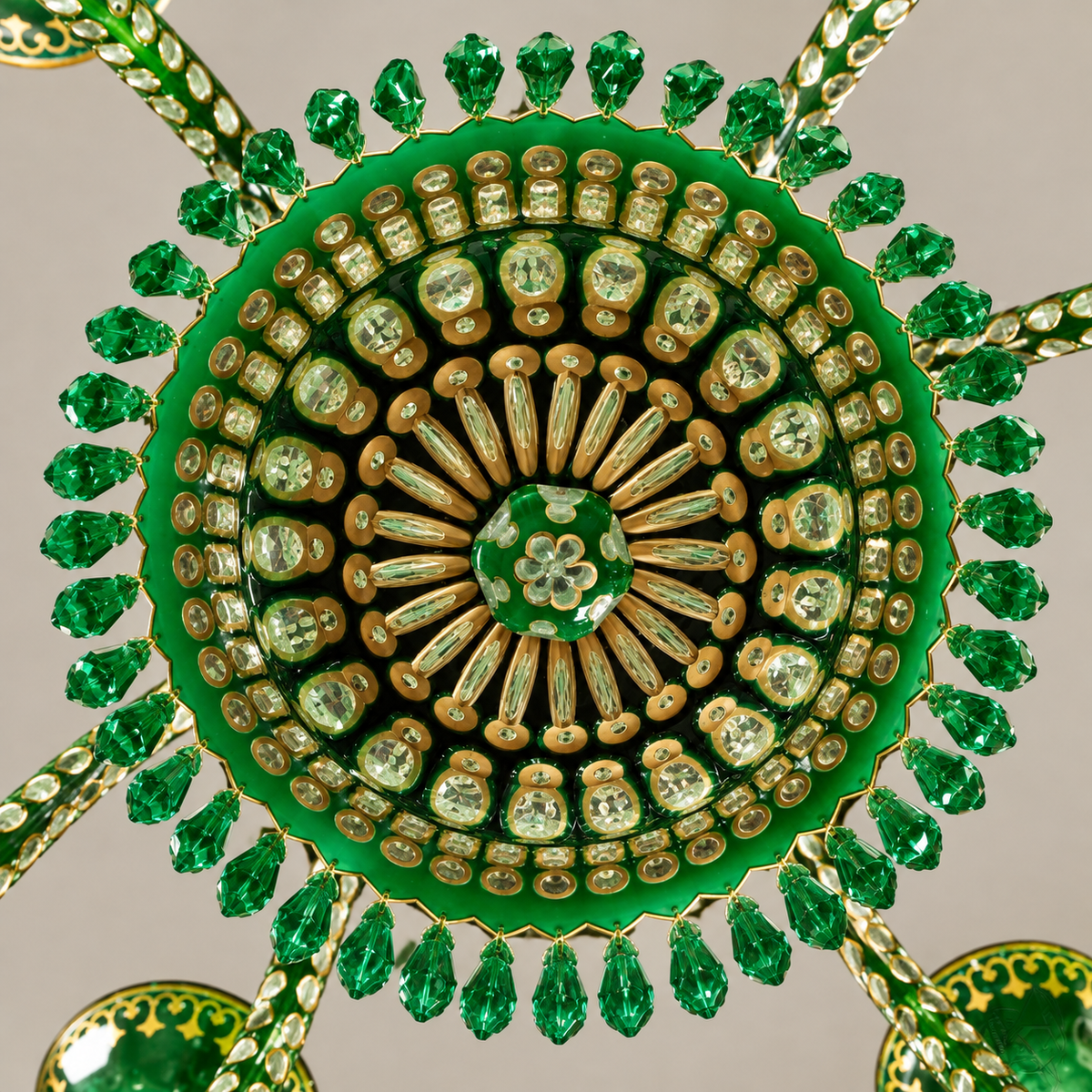 Enameled Emerald Chandelier