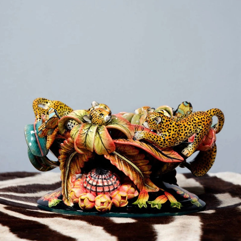 Ardmore Ceramic Art - Leopard and Butterfly Bowl