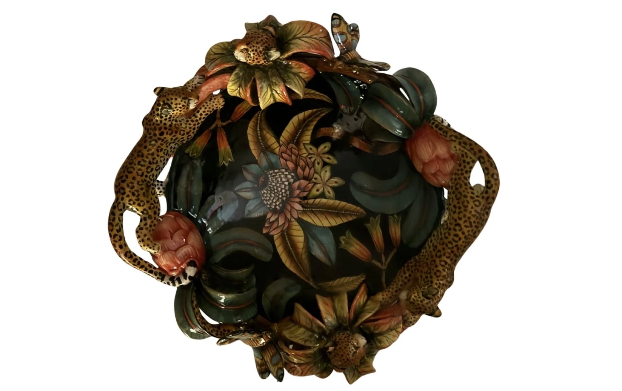 Ardmore Ceramic Art - Leopard and Butterfly Bowl