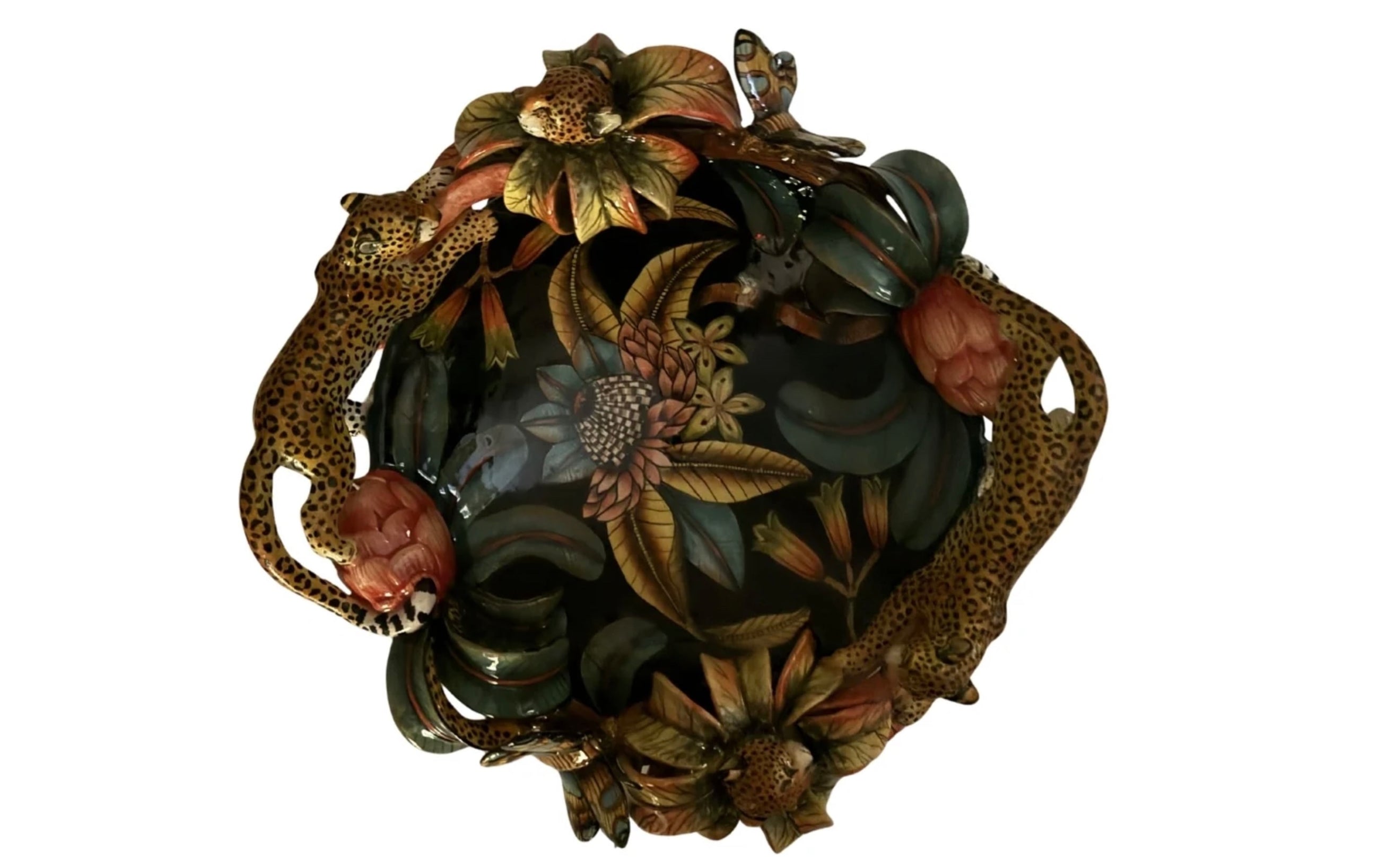 Ardmore Ceramic Art - Leopard and Butterfly Bowl
