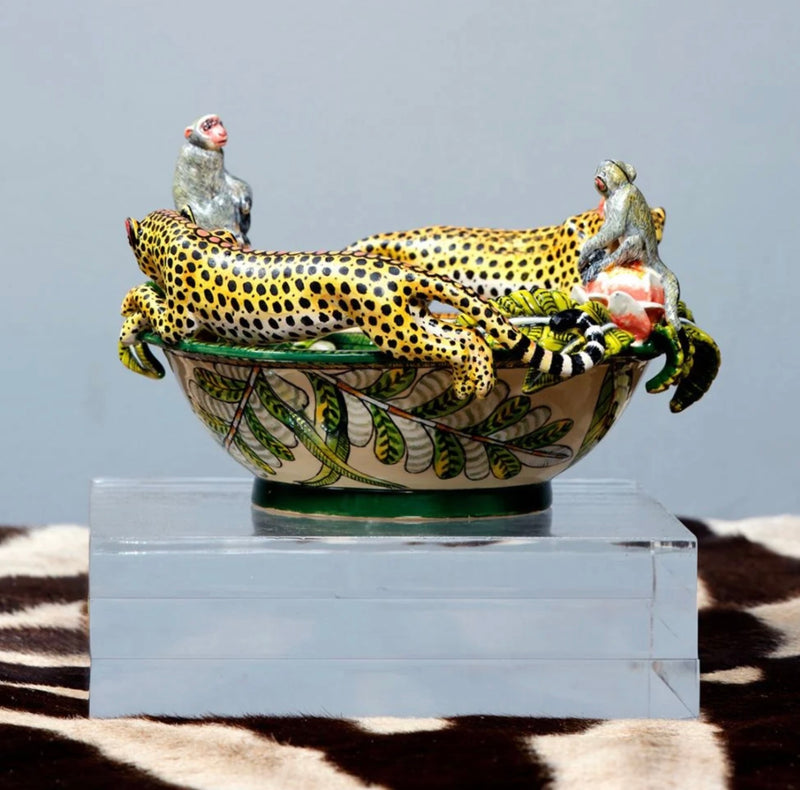 Ardmore Ceramic Art - Cheetah & Monkey Bowl