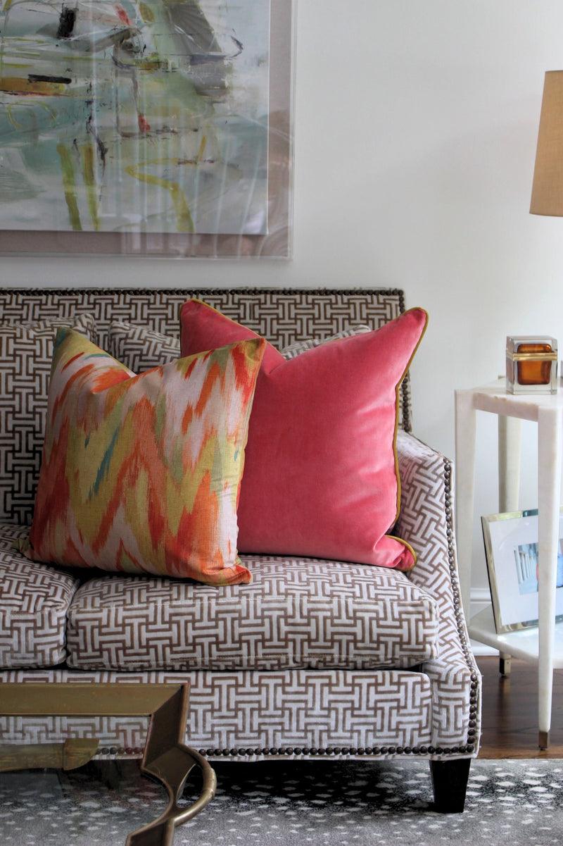 The Soft Focus Velvet Pillow Coral