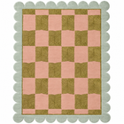 Scalloped Leaf Checker Pastel Hand Tufted Rug 2 x 8