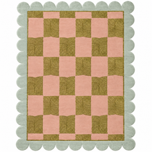 Scalloped Leaf Checker Pastel Hand Tufted Rug 2 x 8