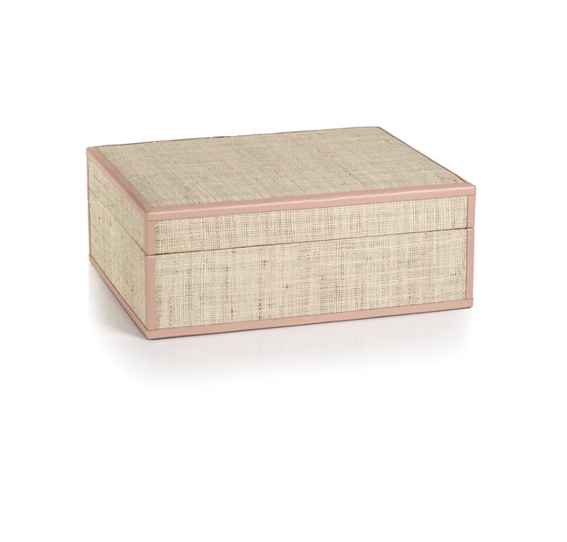 The Blush Grove Raffia Box Large