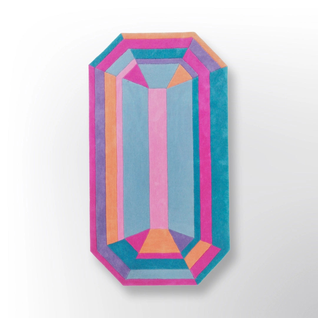Gem Cut Rug Pink/Light Blue
