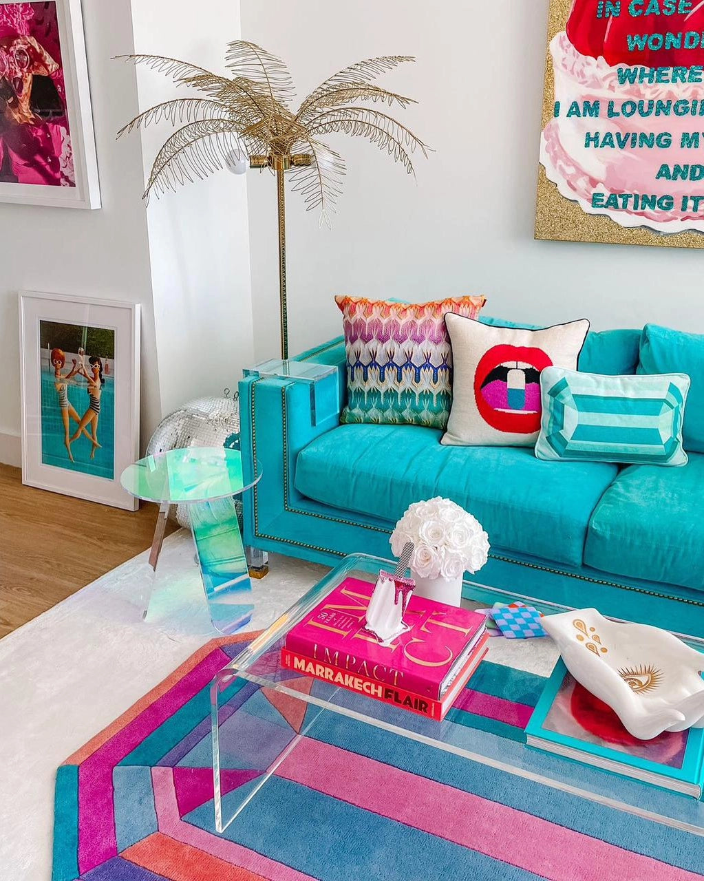 Gem Cut Rug Pink/Light Blue