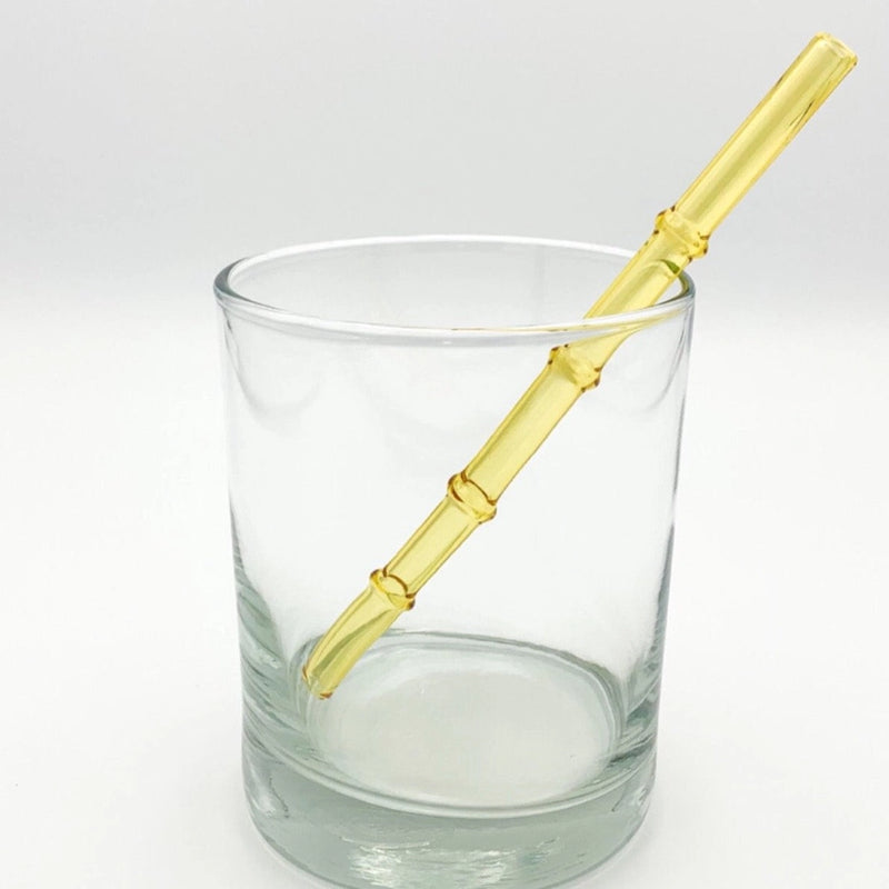 Sun Cane Glass Straws - Set of 3 Yellow