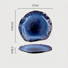 Blue Edge Ceramic Dinner Plates, Set of 4