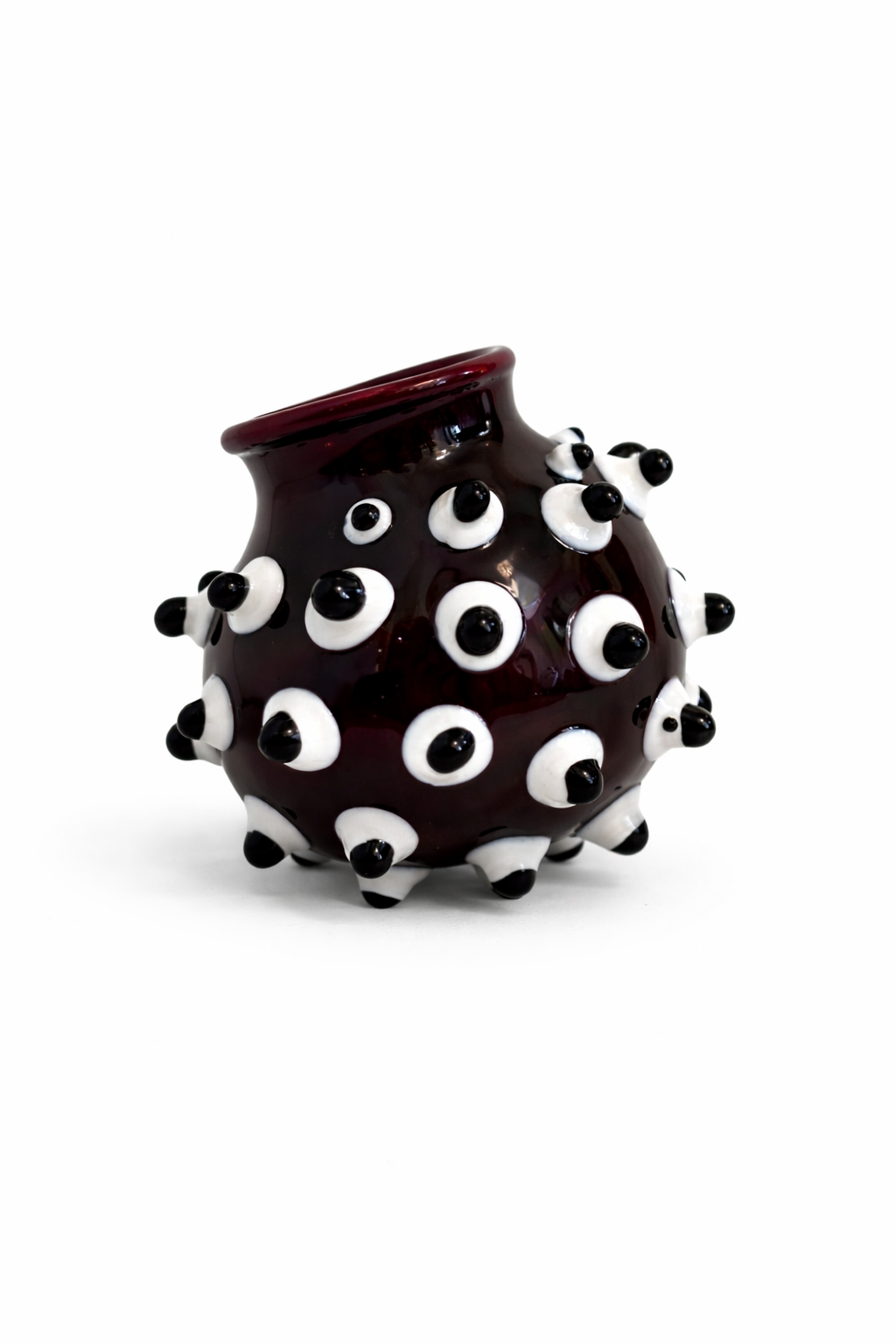 Dot Dot Bud Vase -Rockstar Deep Red with White/Black Dots