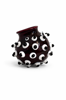 Dot Dot Bud Vase -Rockstar Deep Red with White/Black Dots