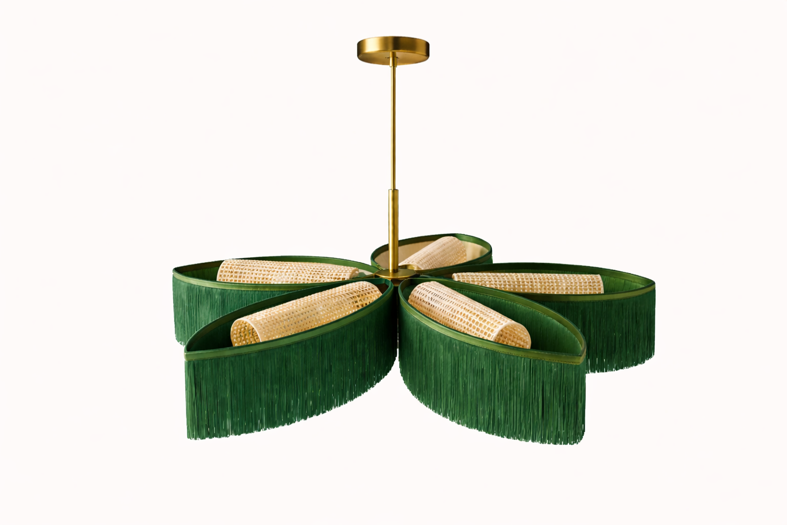 The Palmette Fringe Chandelier- Customizable Forest Green