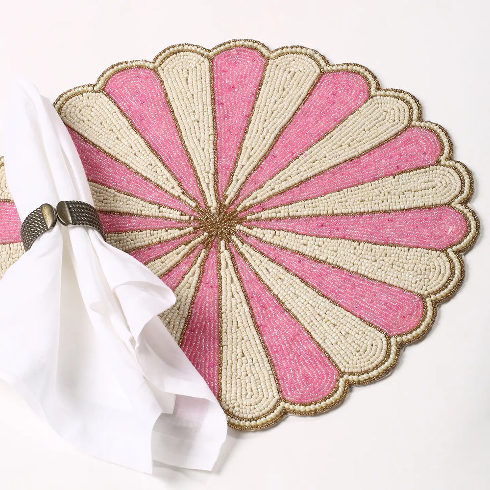 Pink Floral Beaded Placemat (SET OF 4)