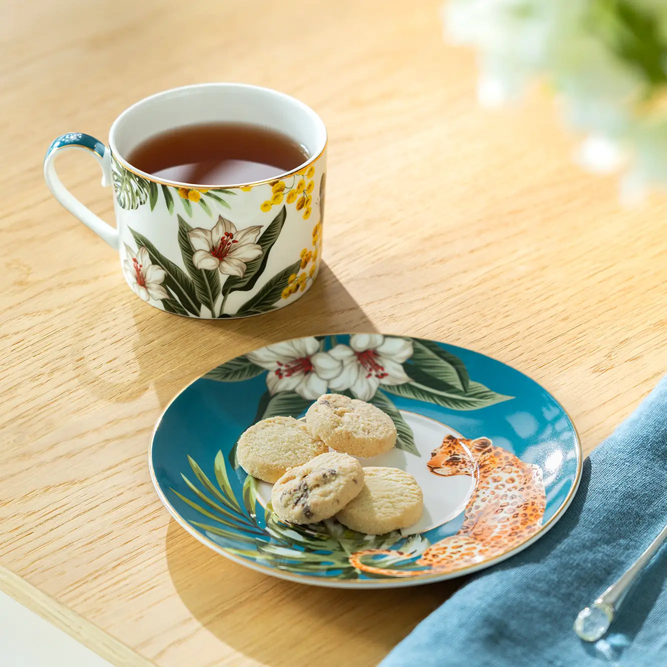 Tropical Leopard 8oz Fine Porcelain Cup and Saucer
