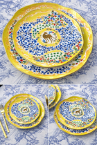 Yellow Garden Plates, Set Of Three