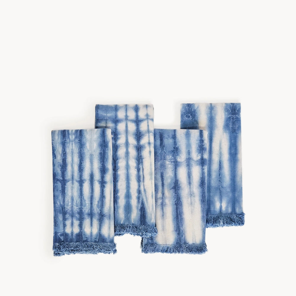 Handmade Tie Dye Cotton Napkin - Indigo Blue (Set of 4)