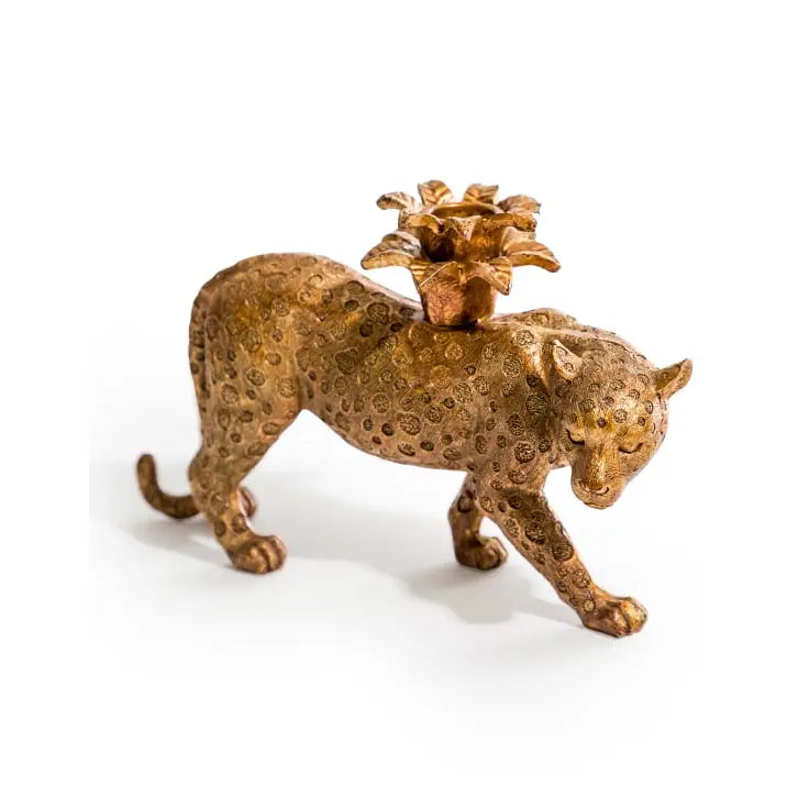 Prowling Leopard Candle Holder