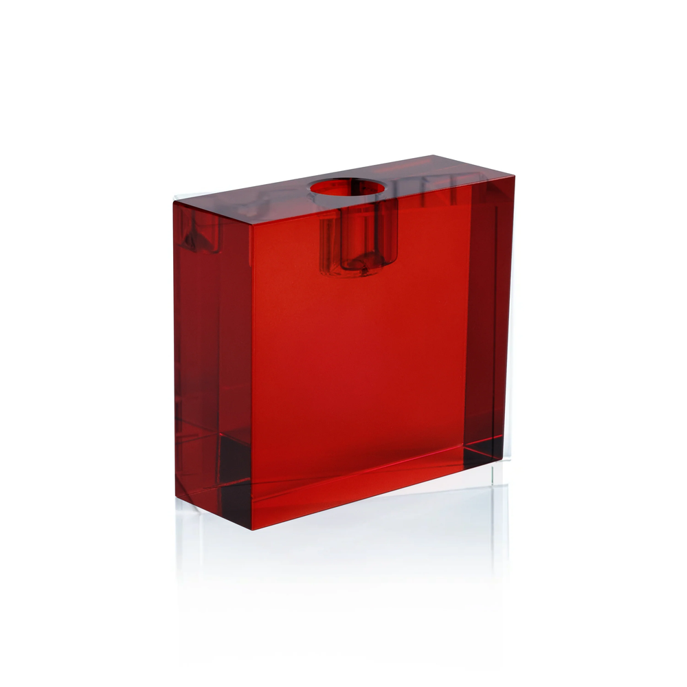 Stage Light Red Candle Holder- Rectangular